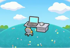 Work desk habitat in Pokopia